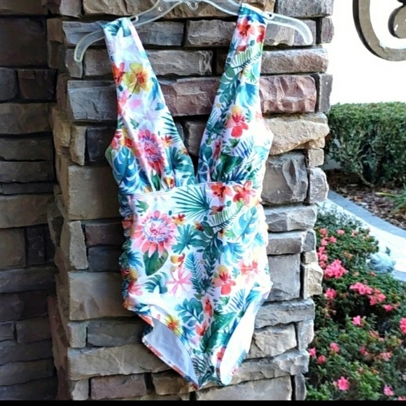 Modcloth The Linden One Piece Swimsuit Floral Medium - Picture 3 of 9